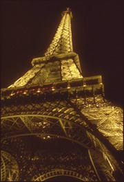 The Eiffel Tower by night.